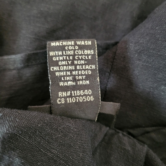 Lane Bryant black linen blend 3/4 sleeve criss cross tie front scoop neck top - Picture 9 of 9